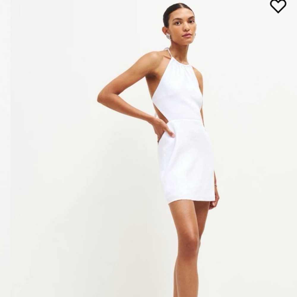 Reformation Mabli White Linen Dress